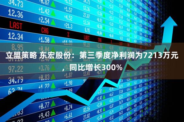 立盟策略 东宏股份:第三季度净利润为7213万元,同比增长300%