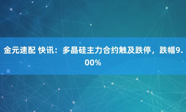 金元速配 快讯：多晶硅主力合约触及跌停，跌幅9.00%